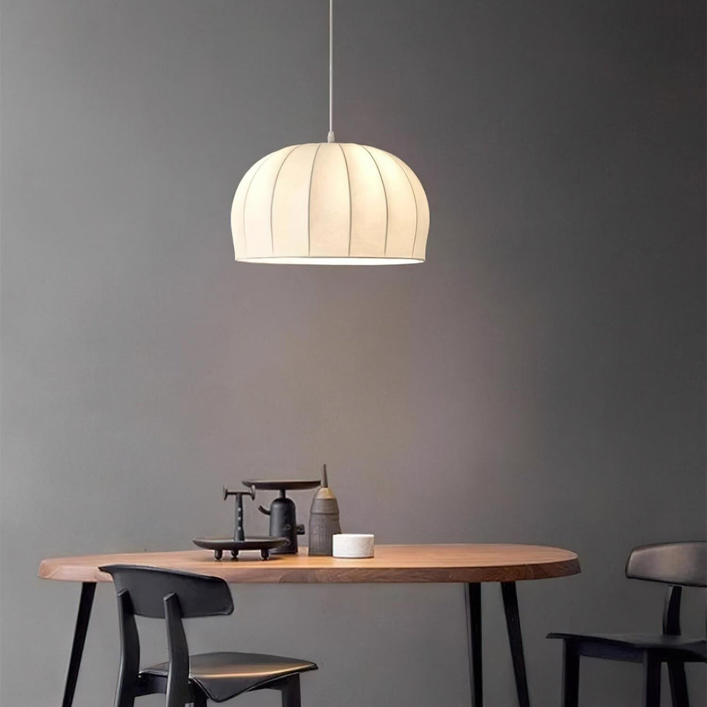 Nova White Fabric Dome  Pendant Light