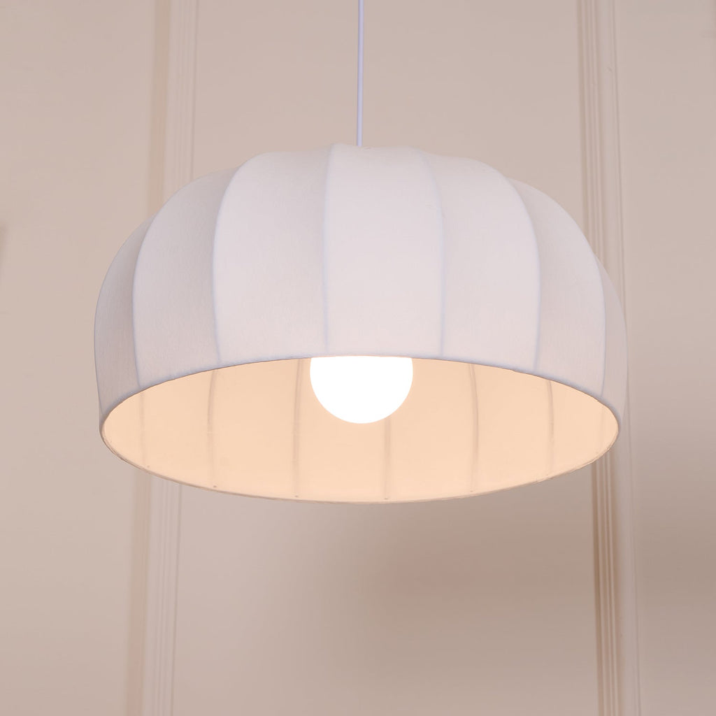 Nova White Fabric Dome  Pendant Light