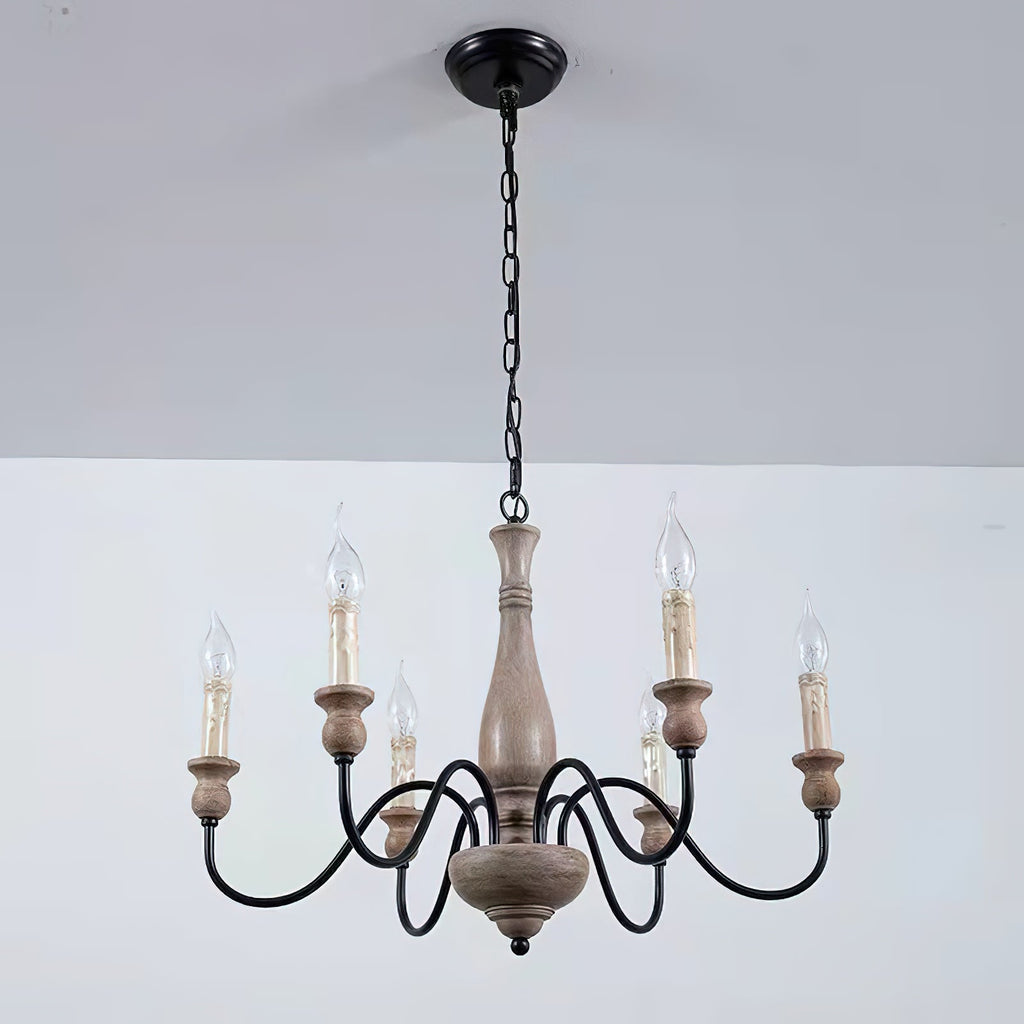 Afralia Modern Industrial Wooden Chandelier