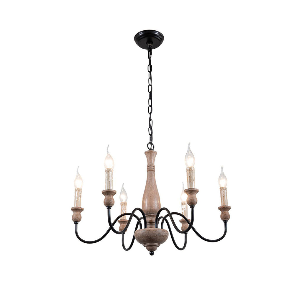 Afralia Modern Industrial Wooden Chandelier