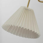Vintage Brass & Walnut Wall Lamp with Pleated Fabric Shade