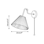 Vintage Brass & Walnut Wall Lamp with Pleated Fabric Shade