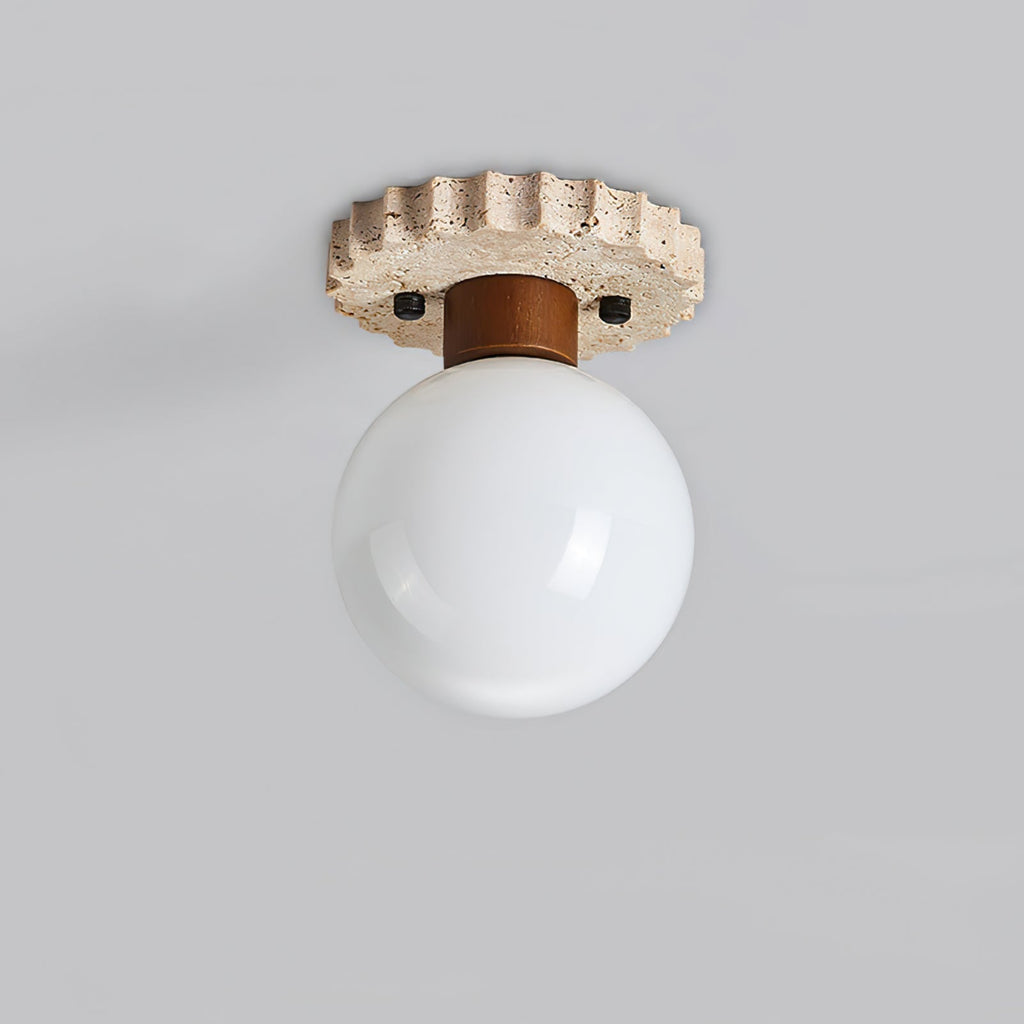 Neptune  Travertine Globe Ceiling Light
