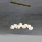 Avi Modern LED Hanging Multi Alabaster Box Adjustable Geometric Kitchen Pendant Lighting, White, 8 Styles