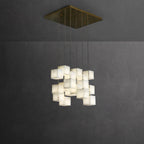 Avi Modern LED Hanging Multi Alabaster Box Adjustable Geometric Kitchen Pendant Lighting, White, 8 Styles