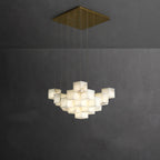 Avi Modern LED Hanging Multi Alabaster Box Adjustable Geometric Kitchen Pendant Lighting, White, 8 Styles