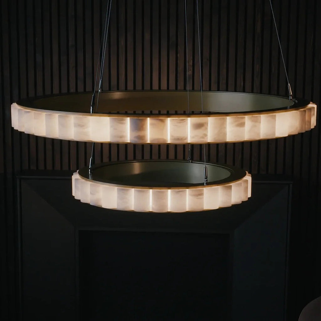 Orion Double Ring Alabaster Chandelier