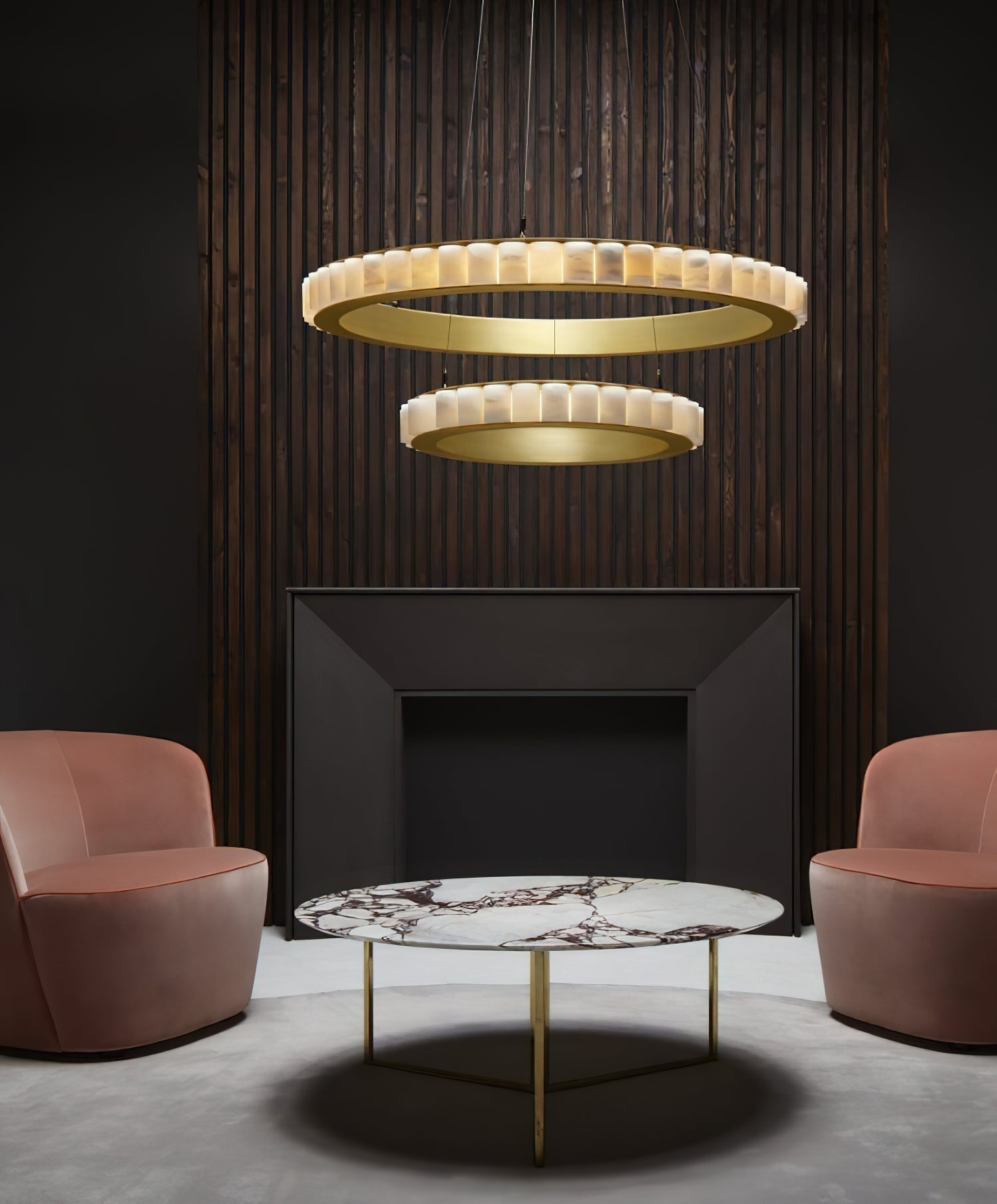 Orion Double Ring Alabaster Chandelier