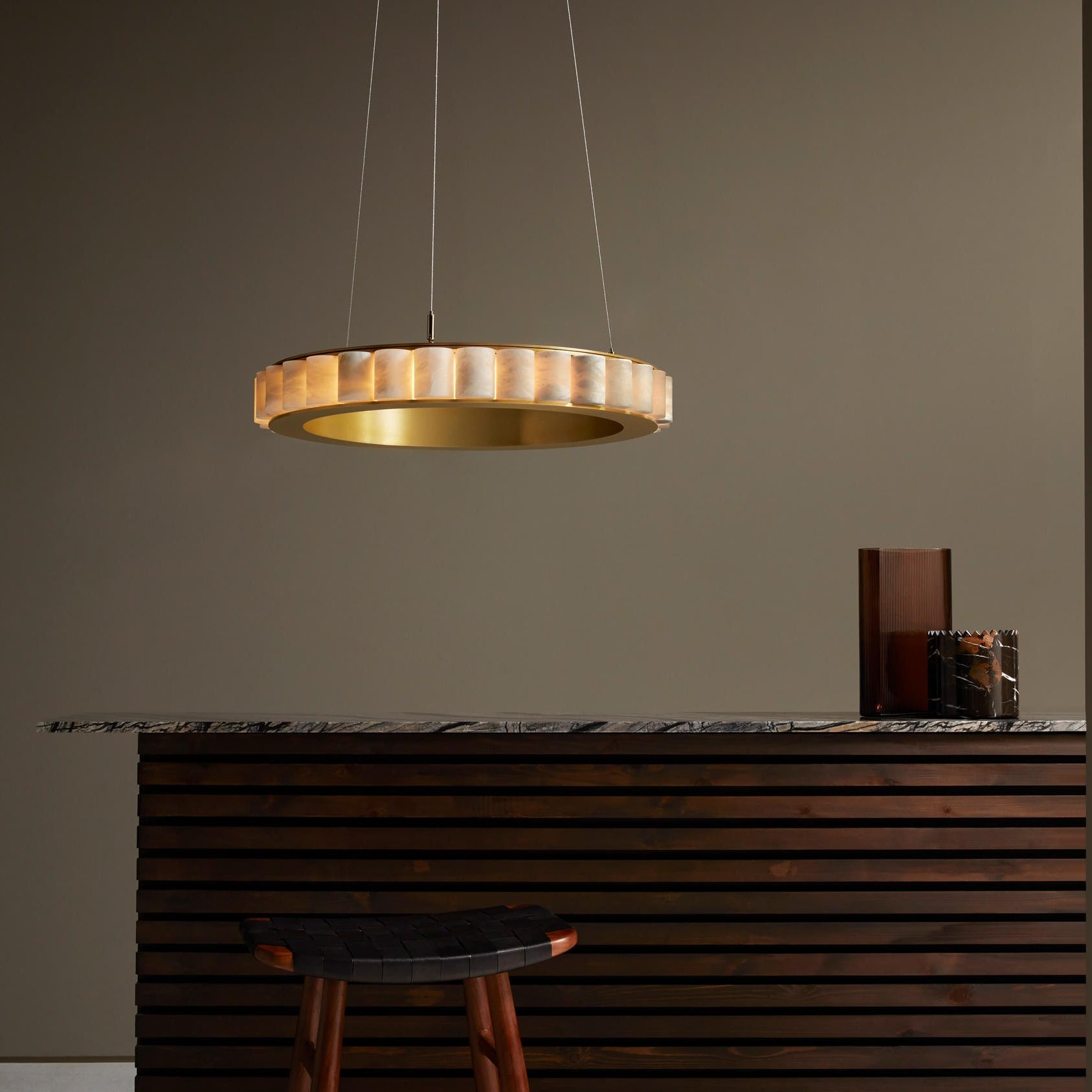 Orion Double Ring Alabaster Chandelier