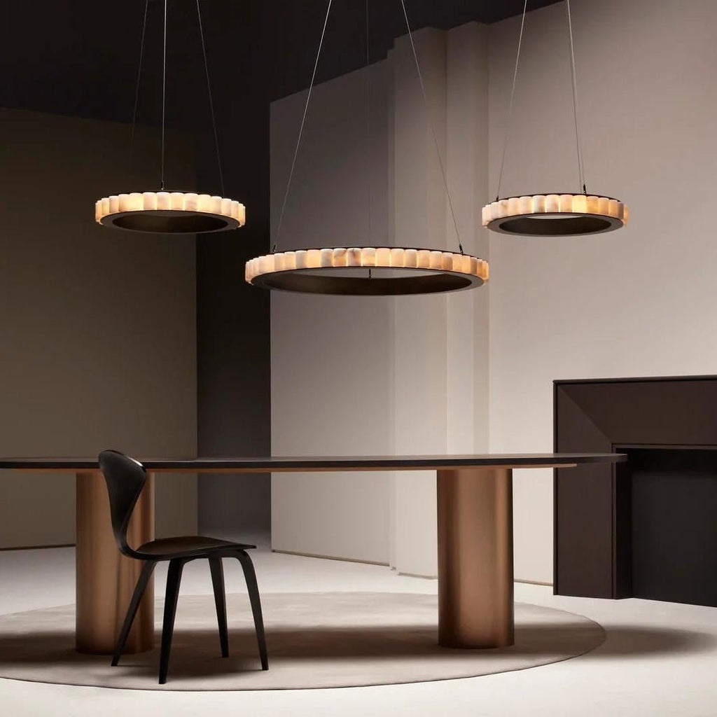 Orion Double Ring Alabaster Chandelier