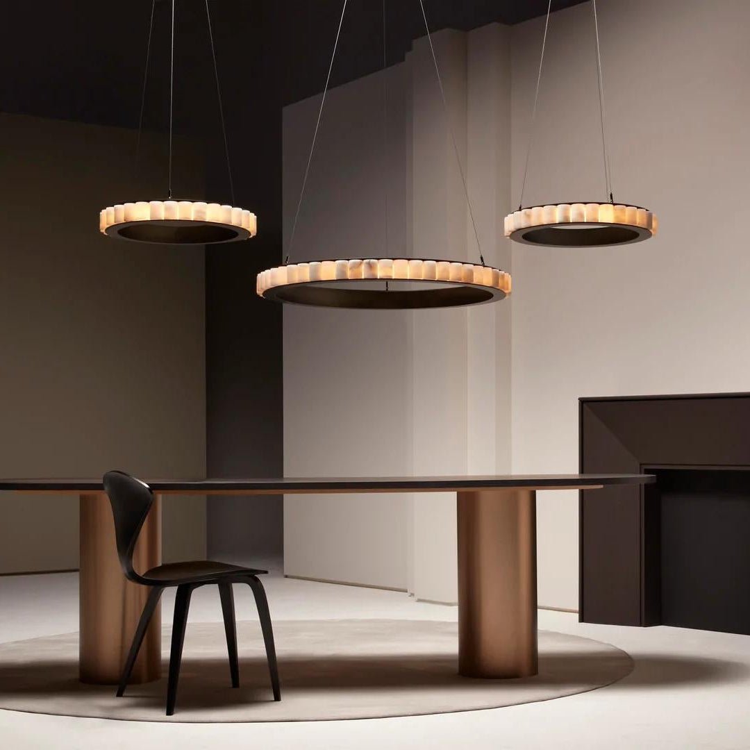Orion Double Ring Alabaster Chandelier