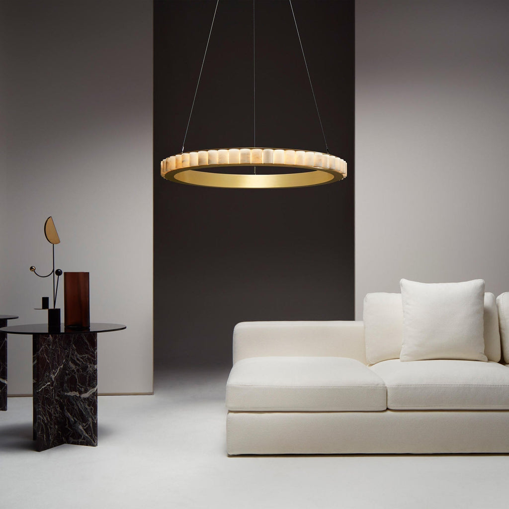 Orion Double Ring Alabaster Chandelier