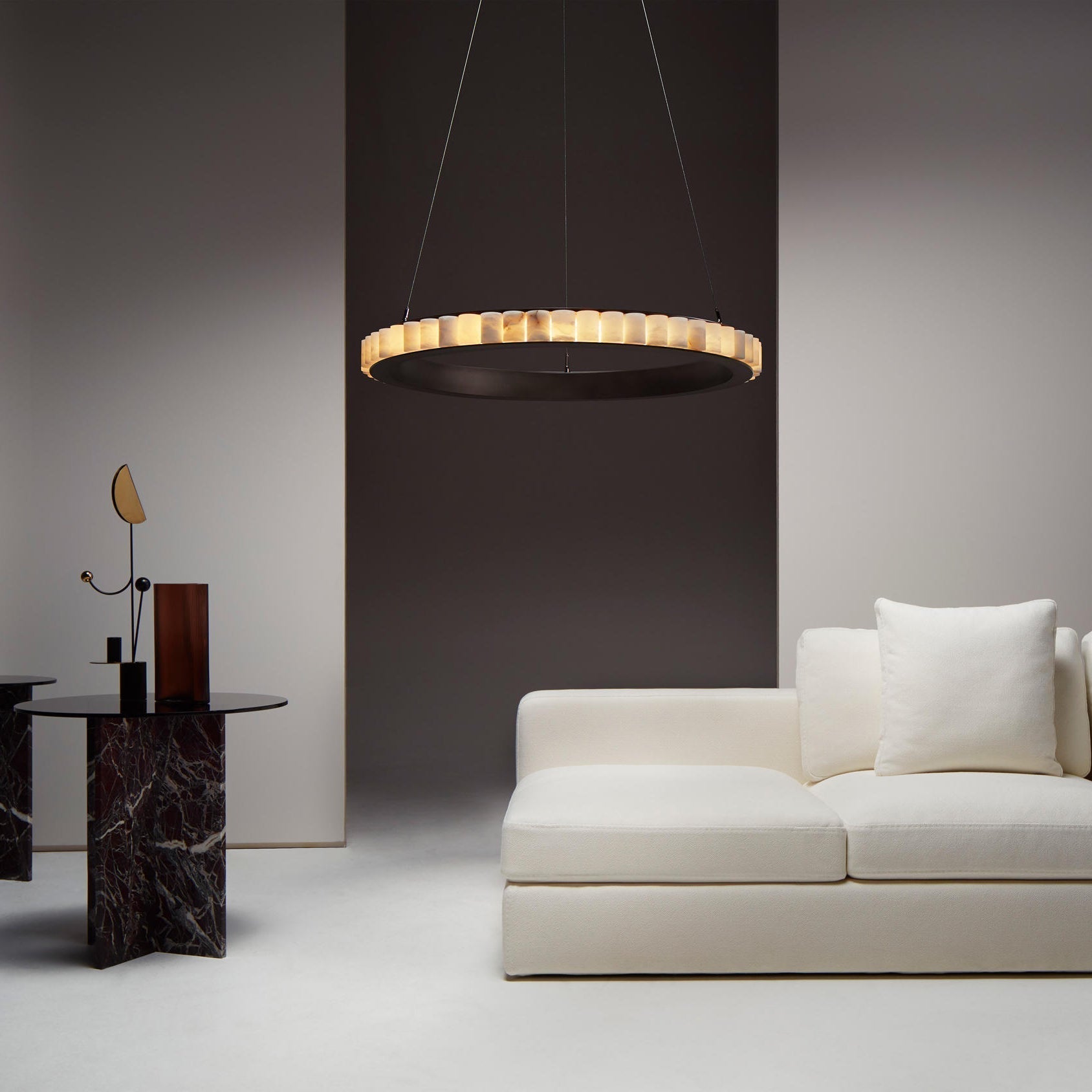 Orion Double Ring Alabaster Chandelier