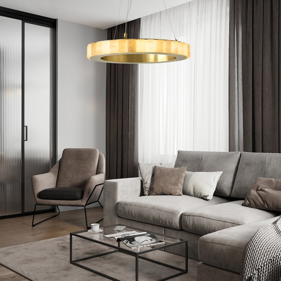 Orion Double Ring Alabaster Chandelier