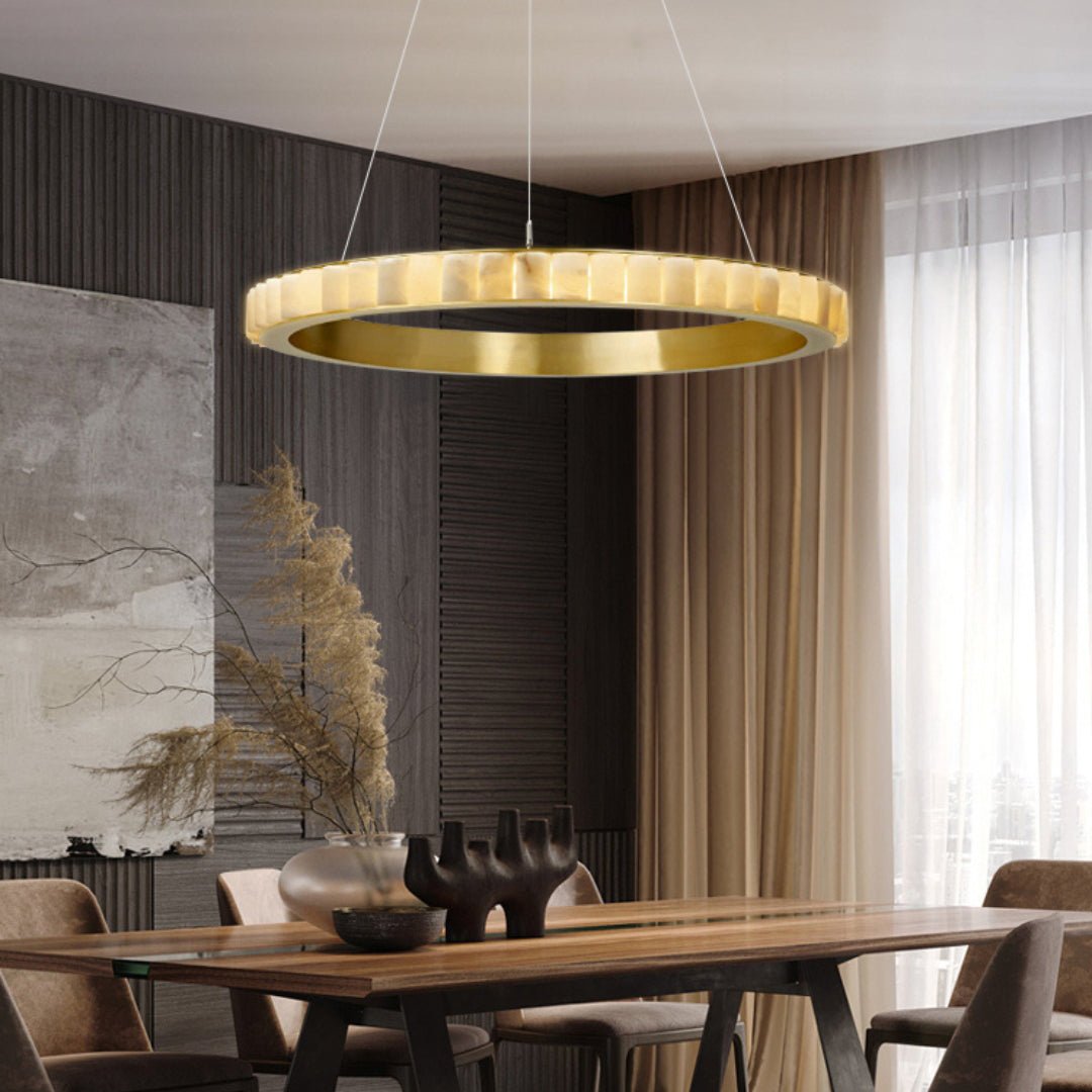 Orion Double Ring Alabaster Chandelier
