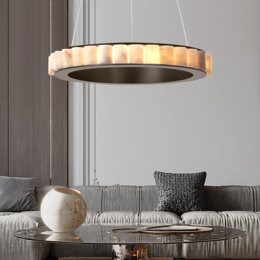Orion Double Ring Alabaster Chandelier