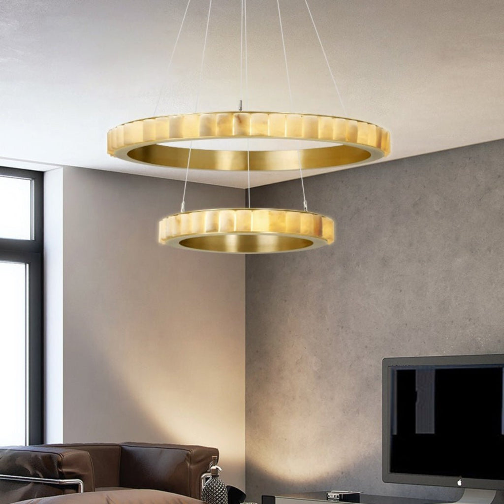 Orion Double Ring Alabaster Chandelier