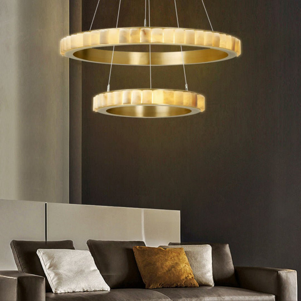 Orion Double Ring Alabaster Chandelier