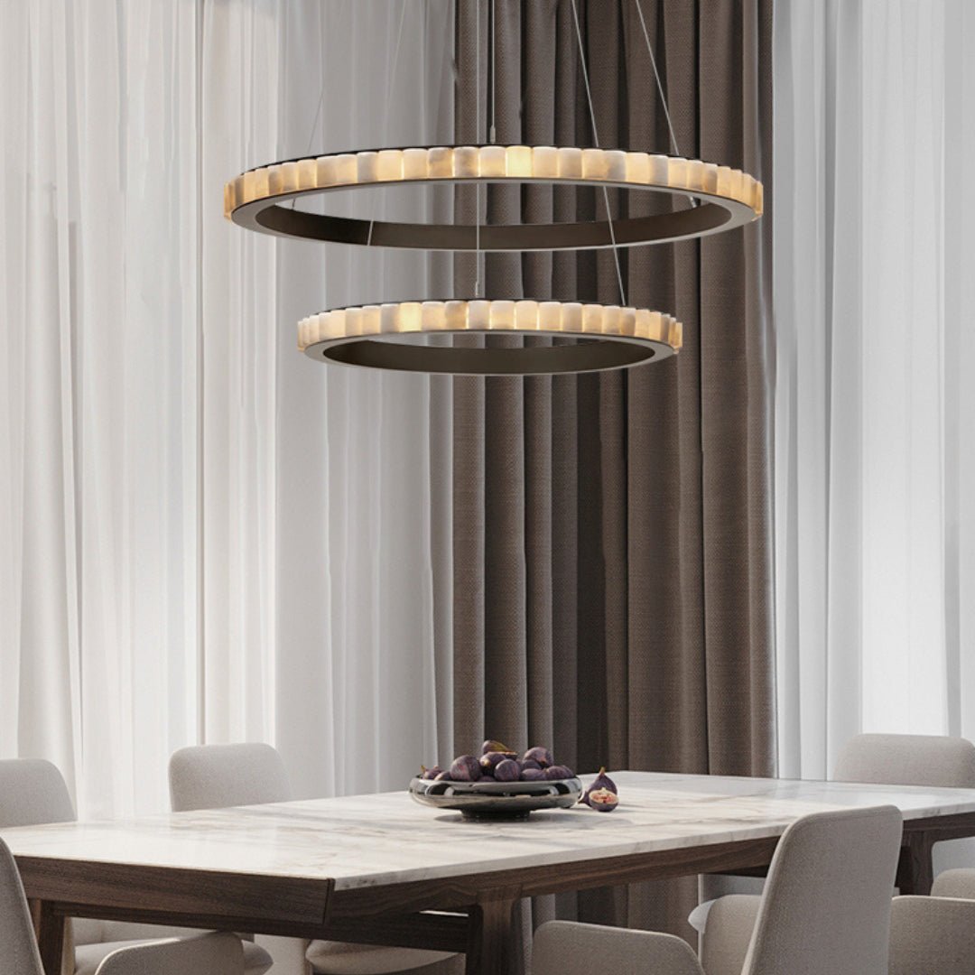 Orion Double Ring Alabaster Chandelier