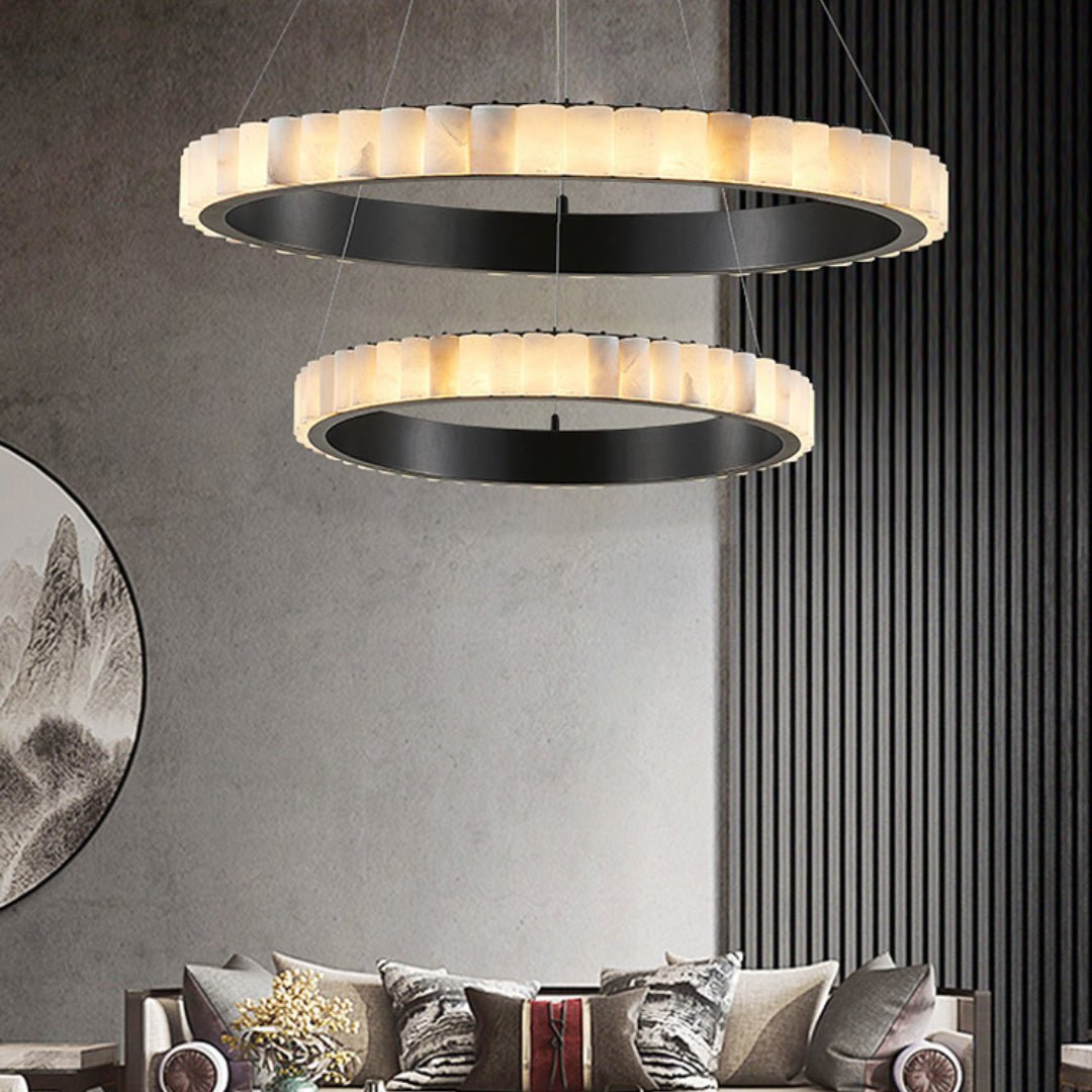 Orion Double Ring Alabaster Chandelier