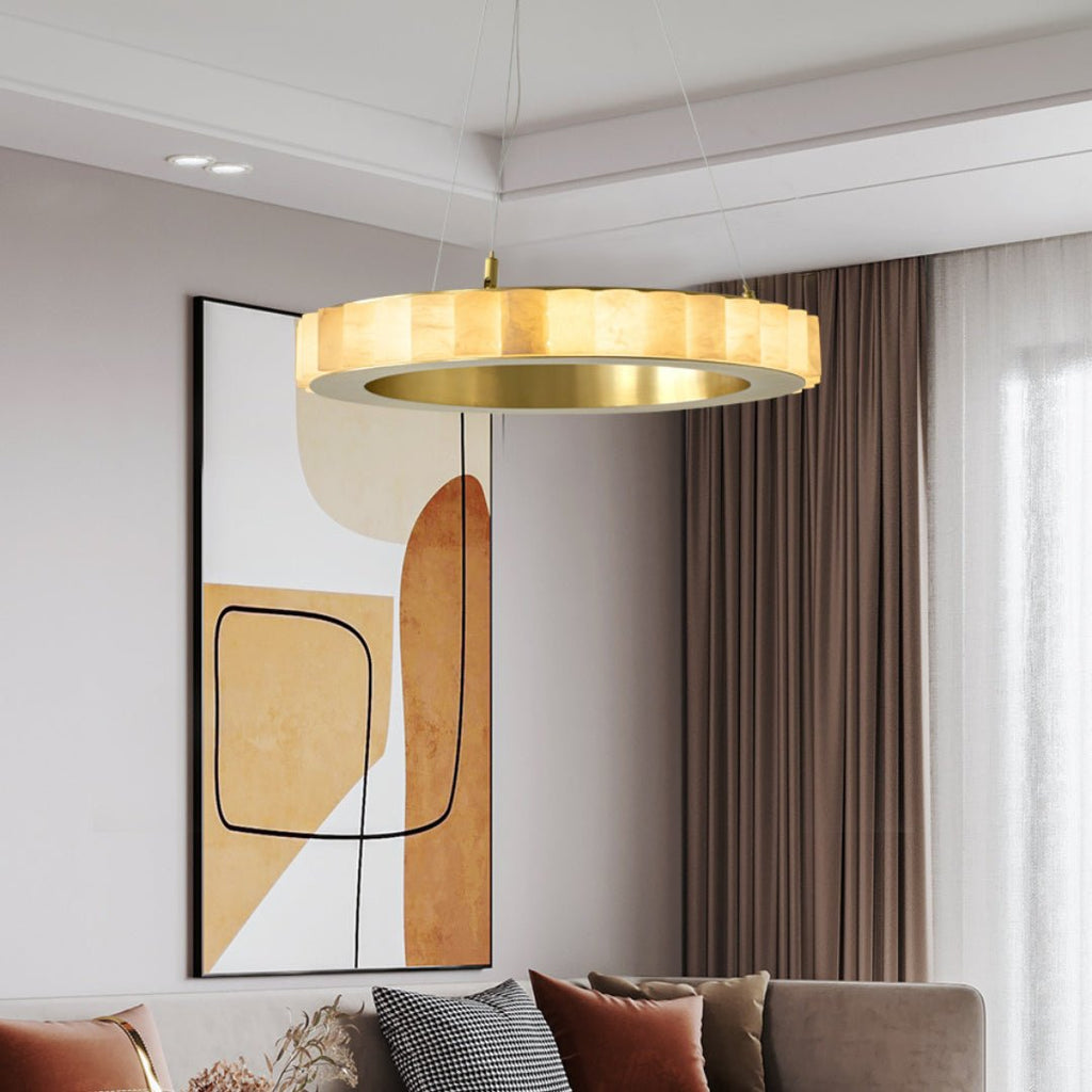 Orion Double Ring Alabaster Chandelier