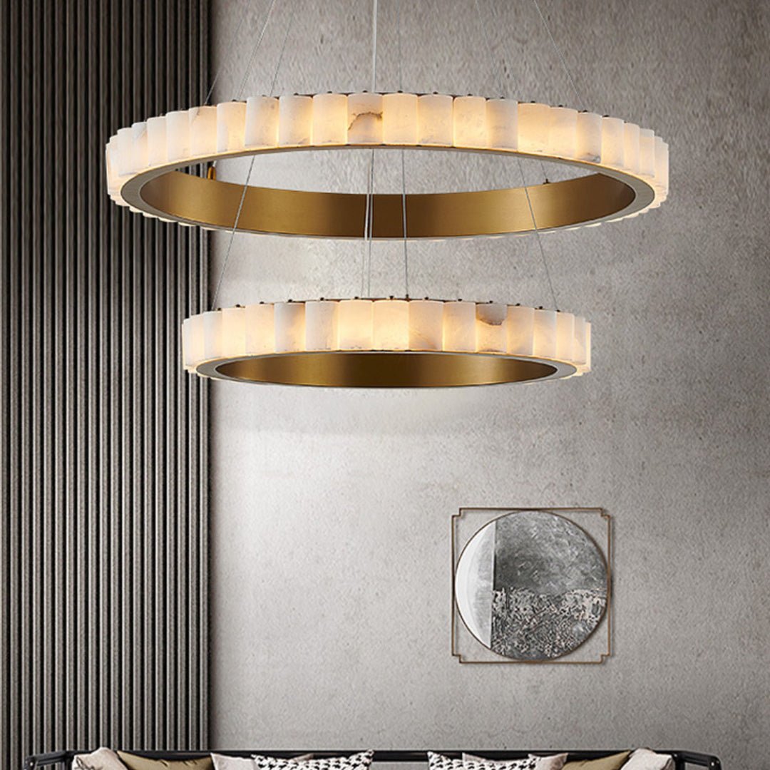 Orion Double Ring Alabaster Chandelier