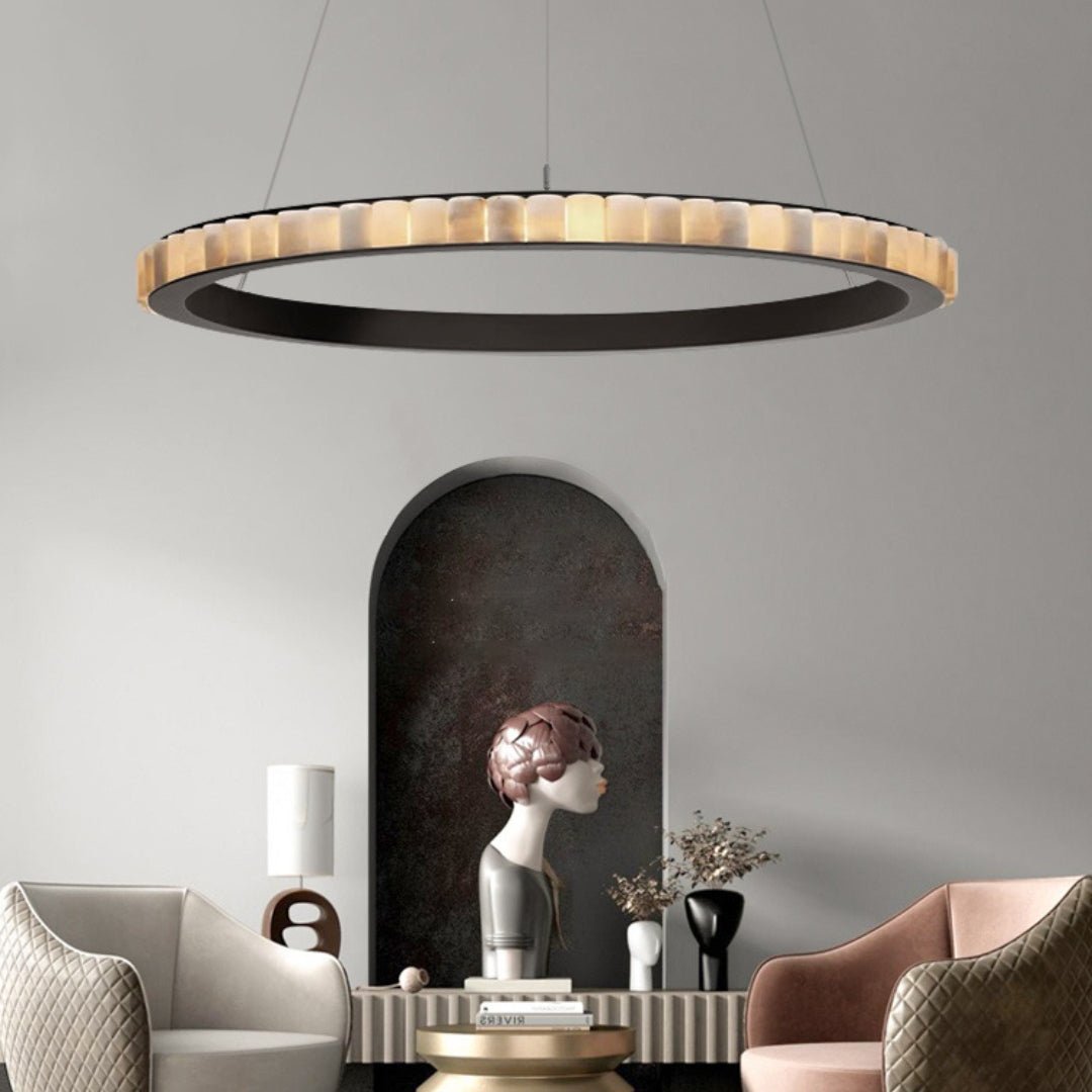 Orion Double Ring Alabaster Chandelier