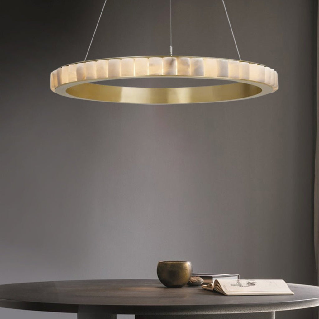 Orion Double Ring Alabaster Chandelier