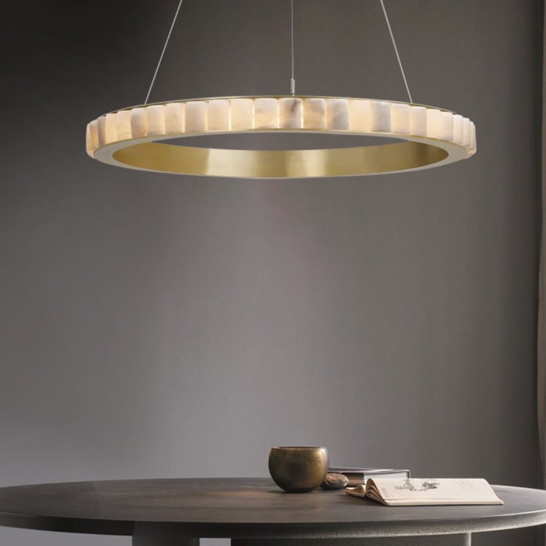 Orion Double Ring Alabaster Chandelier