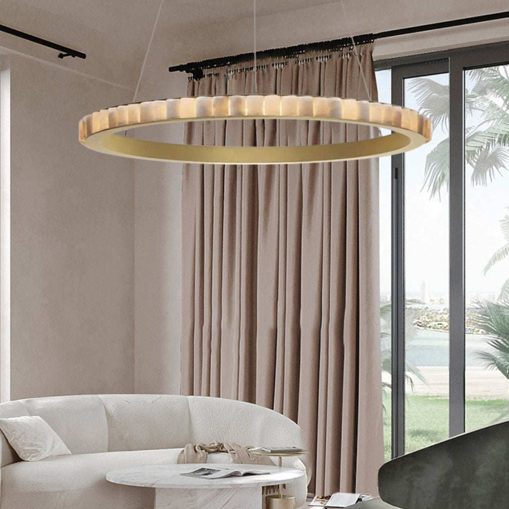 Orion Double Ring Alabaster Chandelier