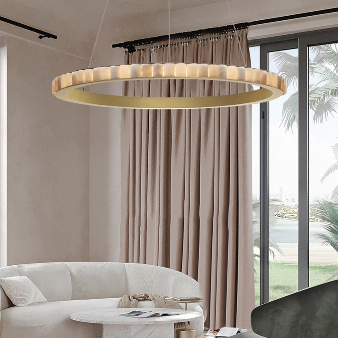Orion Double Ring Alabaster Chandelier