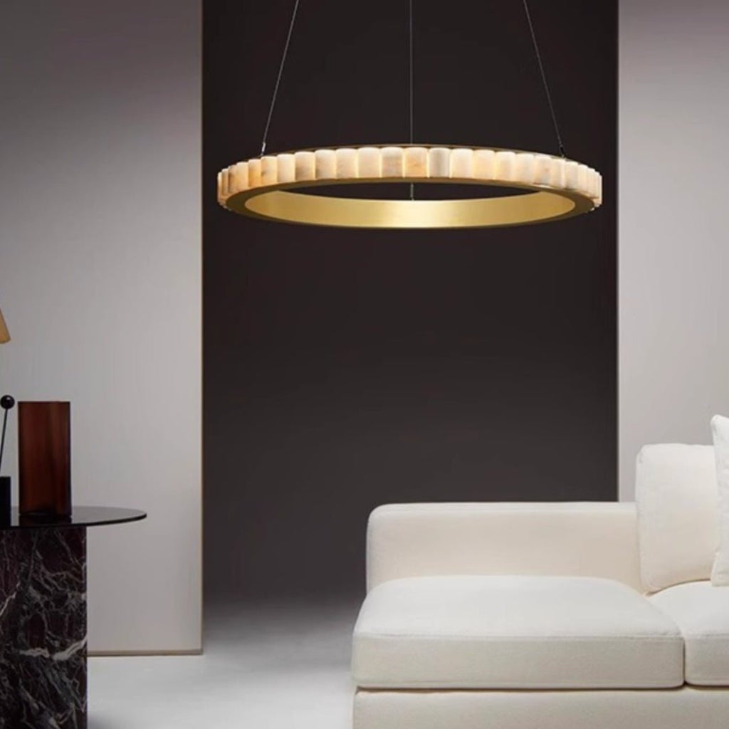 Orion Double Ring Alabaster Chandelier
