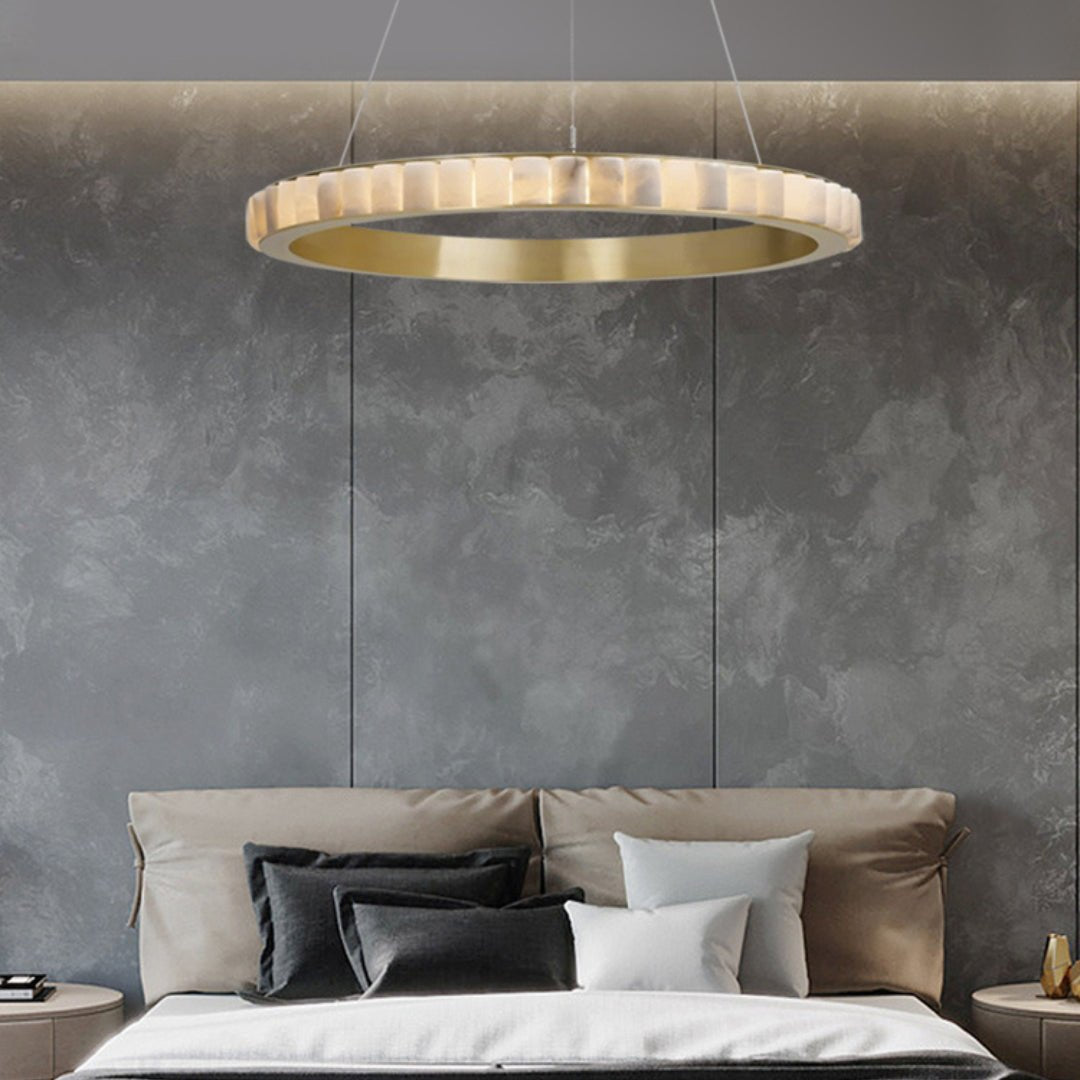 Orion Double Ring Alabaster Chandelier