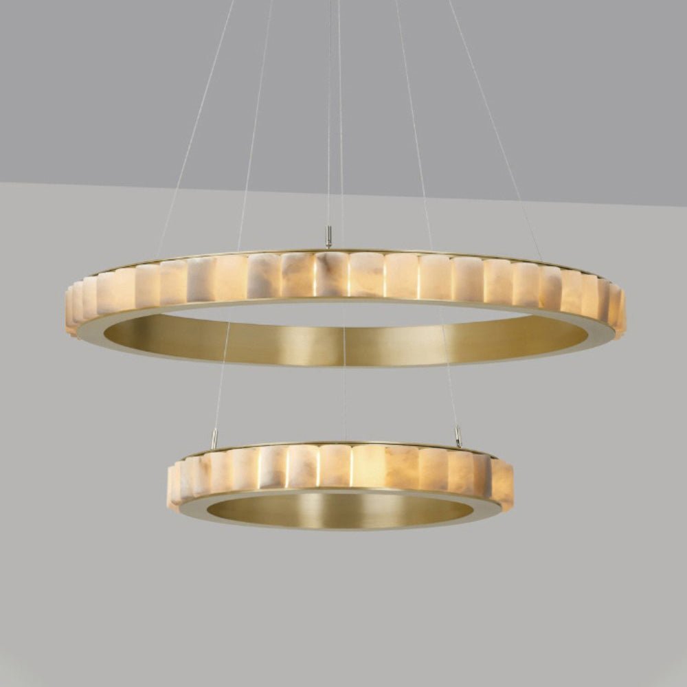 Orion Double Ring Alabaster Chandelier