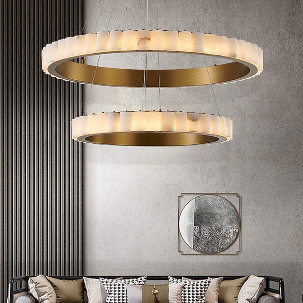 Orion Double Ring Alabaster Chandelier
