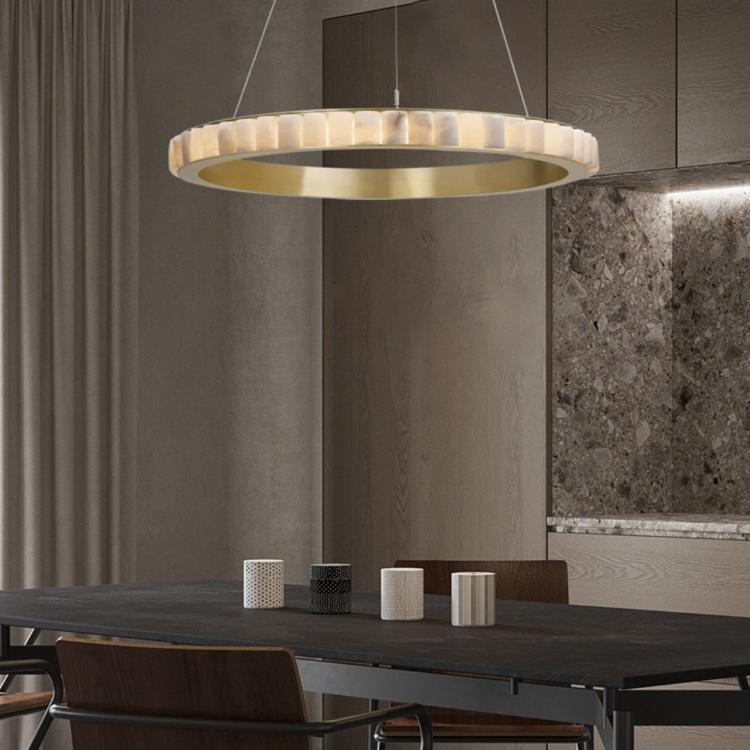 Orion Double Ring Alabaster Chandelier