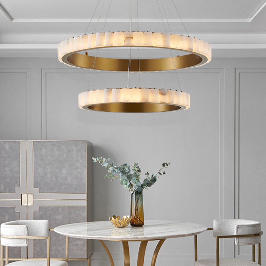 Orion Double Ring Alabaster Chandelier