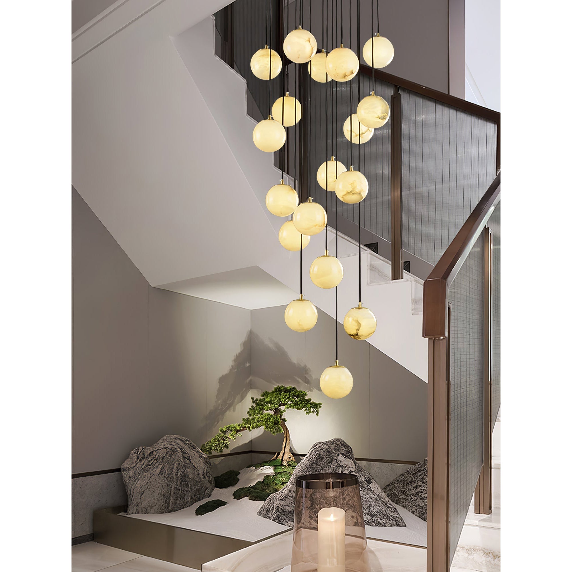 Gloruvye Balls Modern Cluster Alabaster  Chandelier