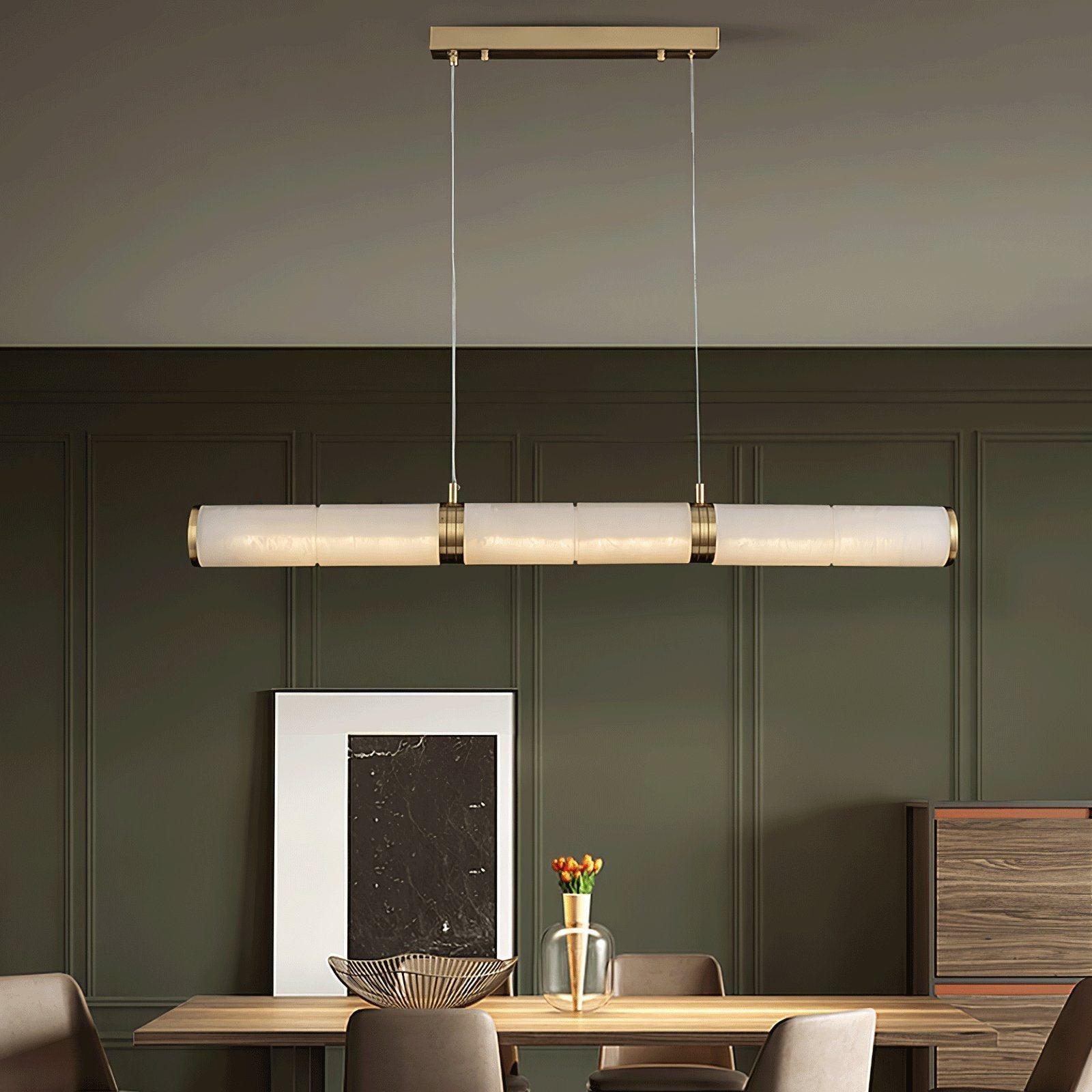 Eira Minimalist Alabaster Linear Pendant Light