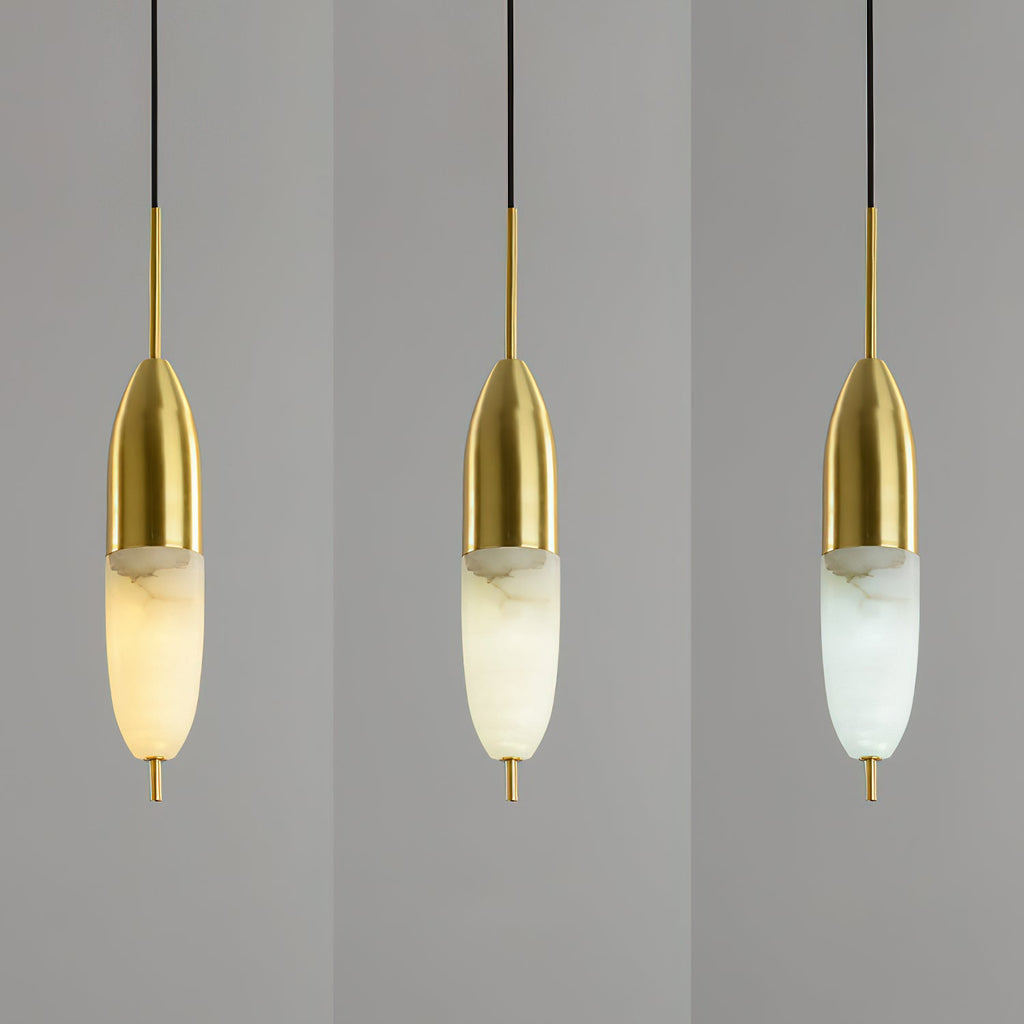 Himinuvye Alabaster Minimalist Bolus Brass Pendant Light