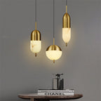 Himinuvye Alabaster Minimalist Bolus Brass Pendant Light