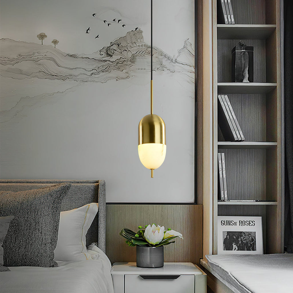 Himinuvye Alabaster Minimalist Bolus Brass Pendant Light