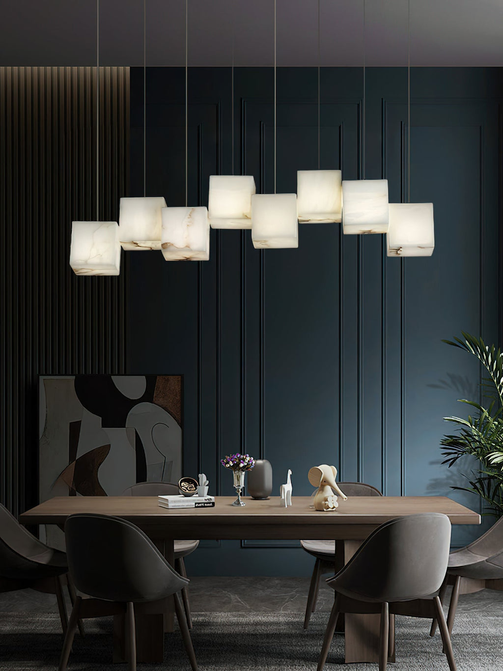 Jarnbruvyd Individual Modern Box Alabaster  Chandelier