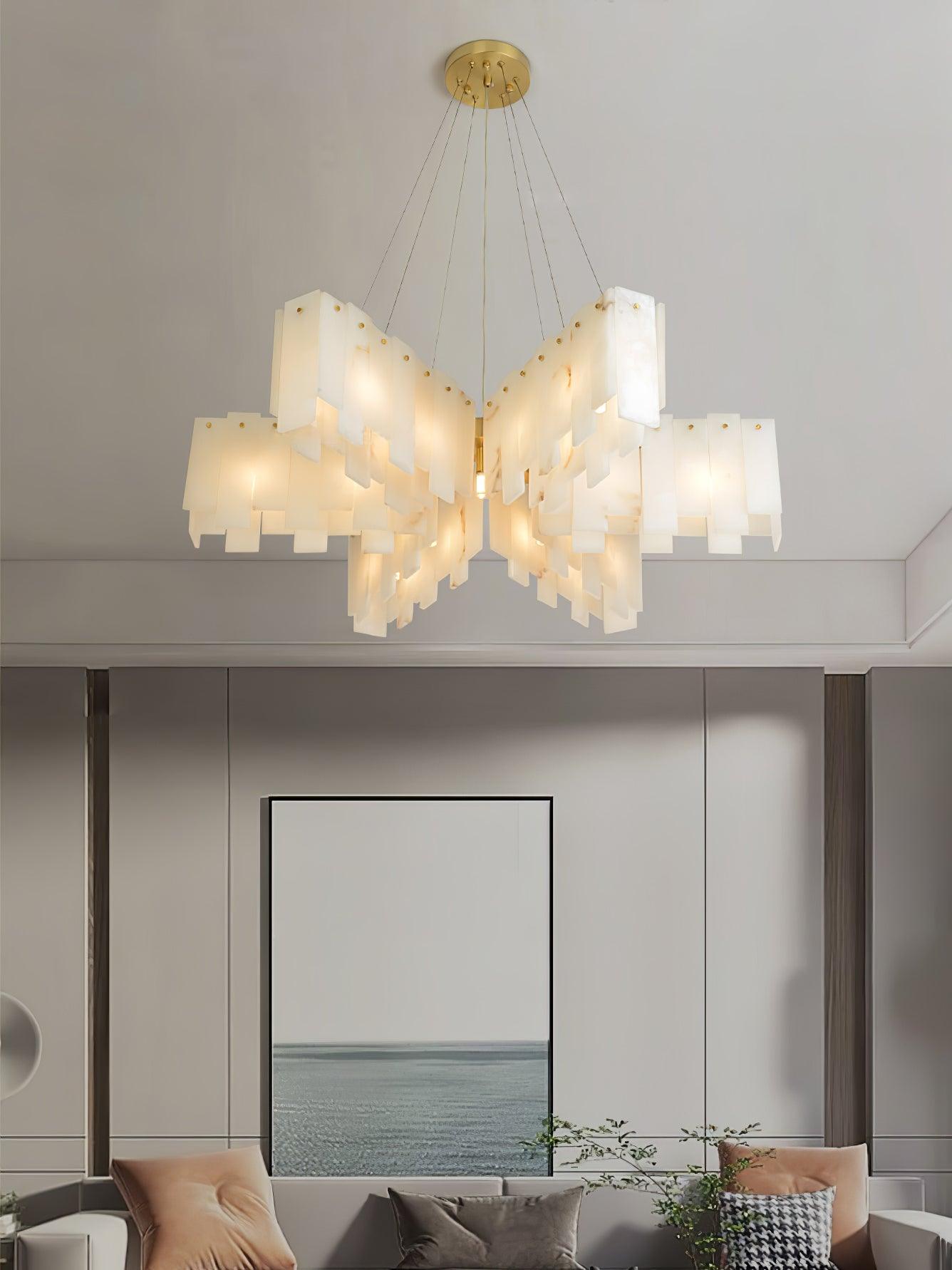 Vevelila Chandelier Modern in Alabaster - Kingsley Beaumont