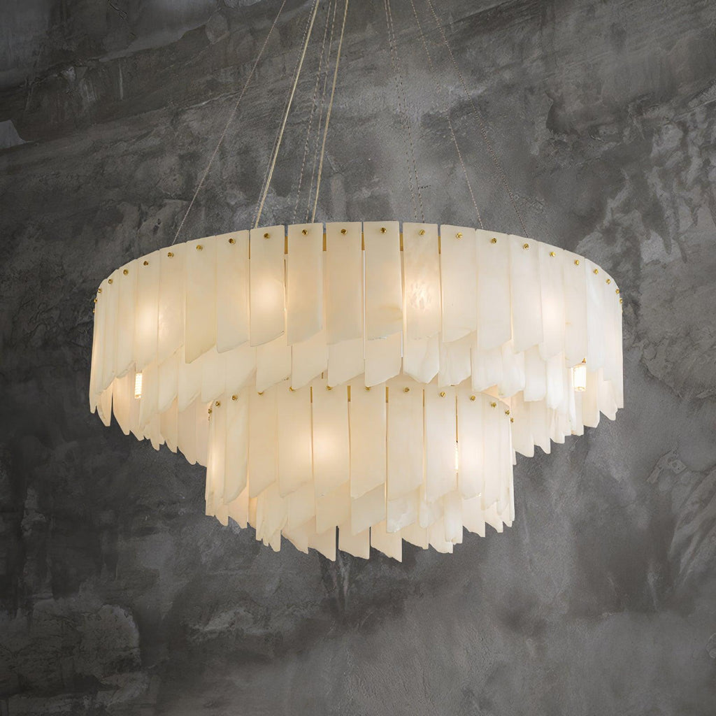 Vevelila Chandelier Modern in Alabaster - Kingsley Beaumont
