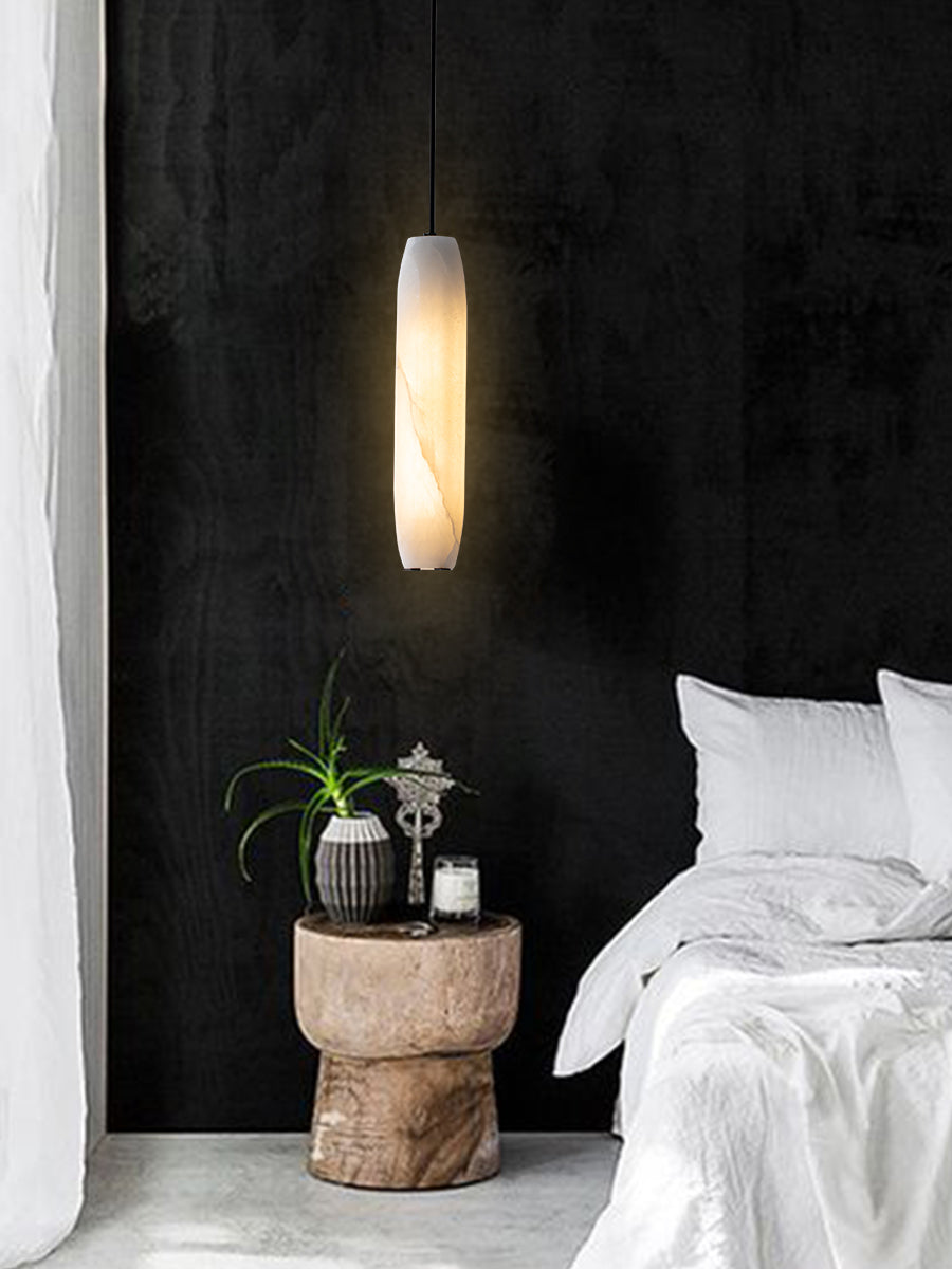 Kvennuvye Flute Modern Minimalist Alabaster Pendant Light