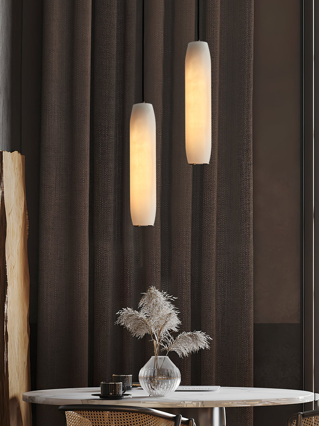 Kvennuvye Flute Modern Minimalist Alabaster Pendant Light
