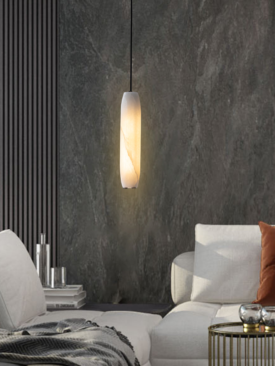 Kvennuvye Flute Modern Minimalist Alabaster Pendant Light