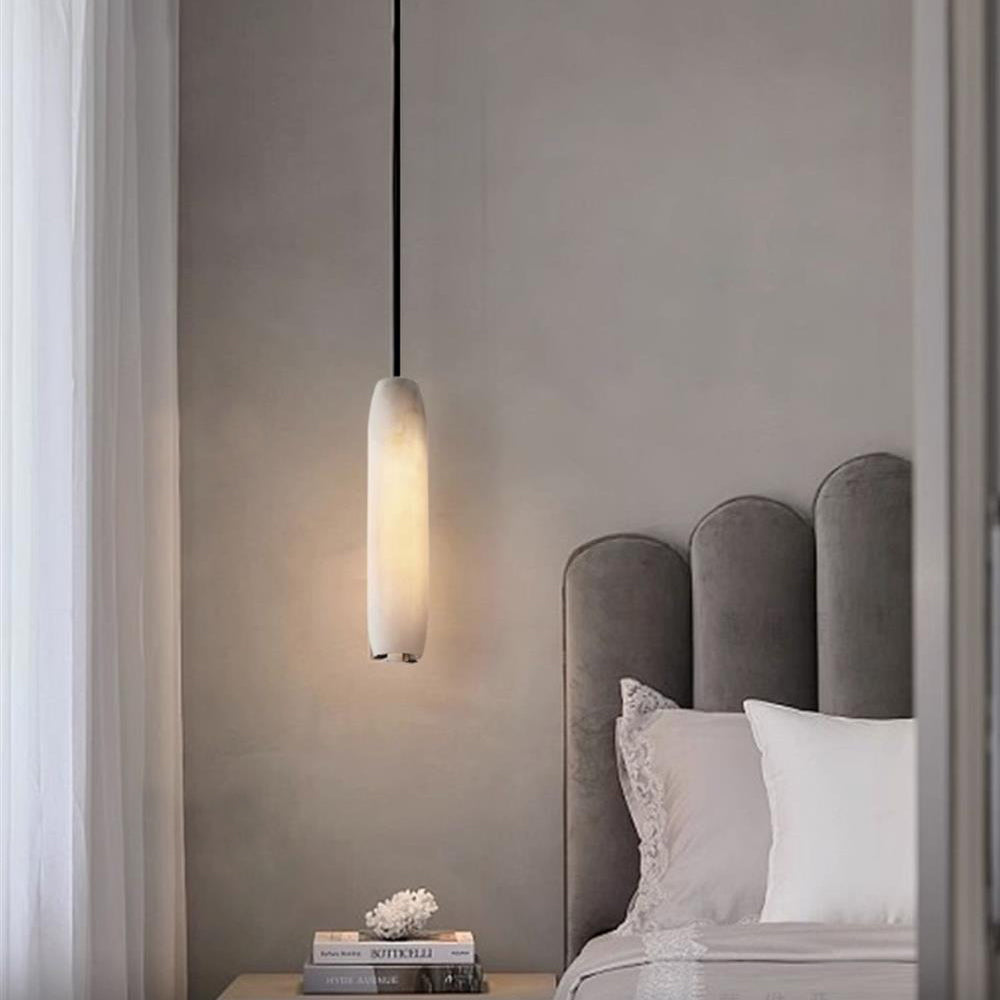 Kvennuvye Flute Modern Minimalist Alabaster Pendant Light