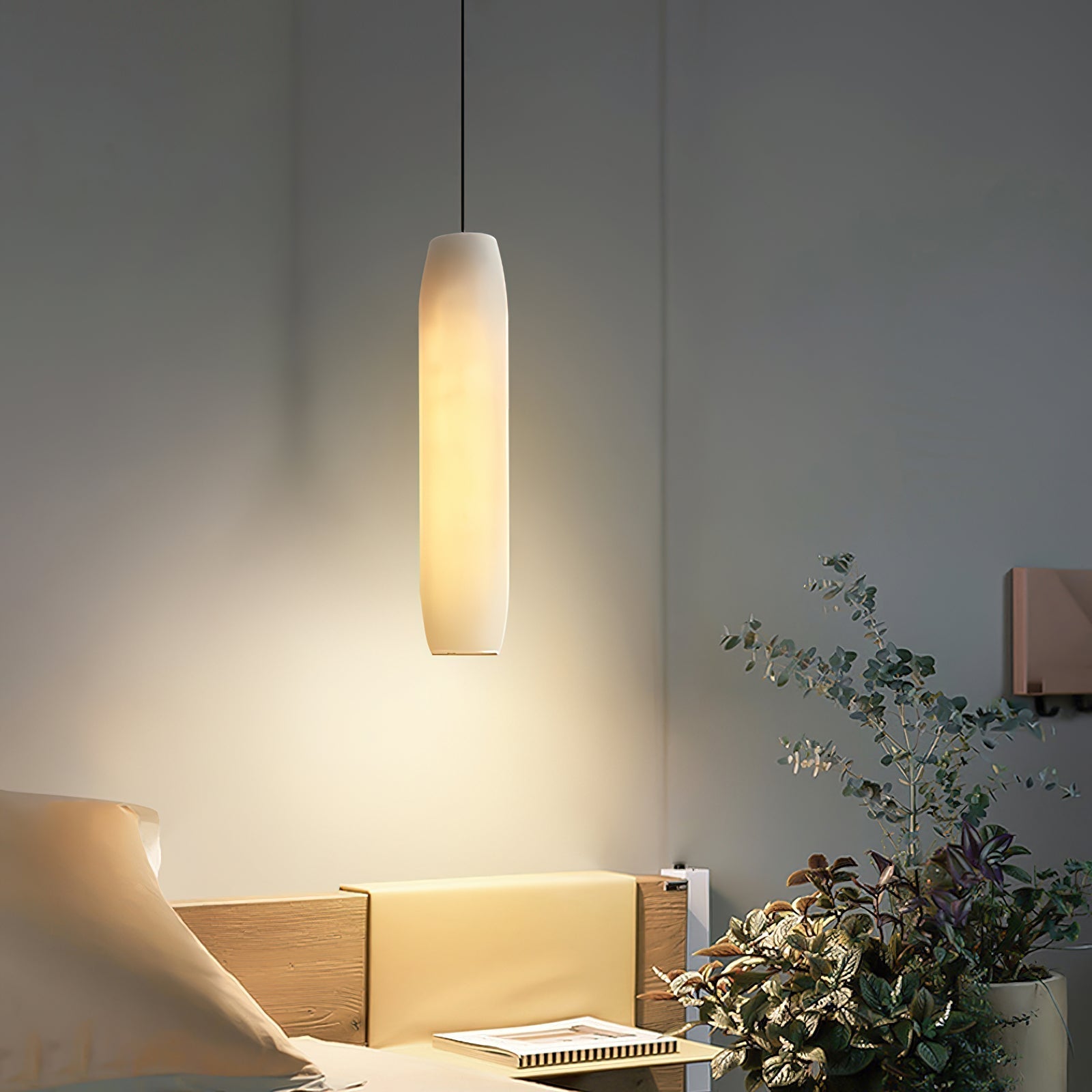 Kvennuvye Flute Modern Minimalist Alabaster Pendant Light